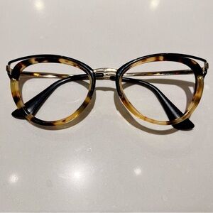 Prada Tortoiseshell Cat-Eye Glasses Used No Lens
